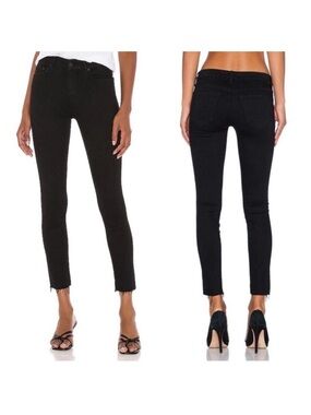 MOTHER The Looker Raw Hem Jeans Not Guilty Black  29 $248